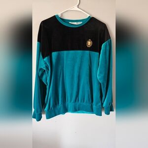 Teal and Black Velour Sweatshirt